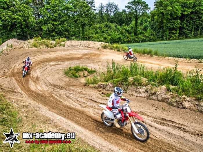 Team building idea for colleagues: a rider on the twisty section of the motocross track